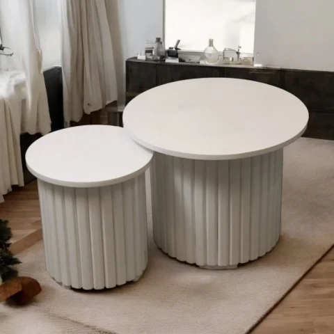 Mesa de Centro Moderna Blanca en Roble