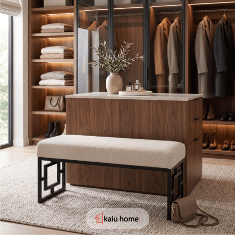 Puff  Corea Beige En Acero