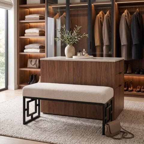 Puff Corea Beige En Acero