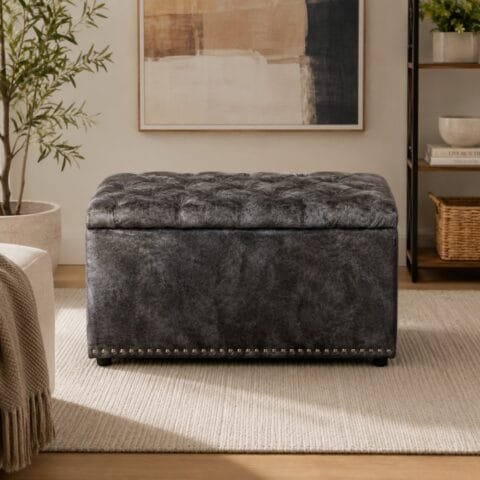 Puff Baul Japon Capitoniado Gris